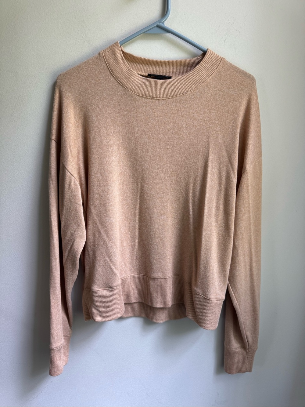 J. Crew Lightweight Women's Crewneck Sweater in Light Tan wide bottom hem
